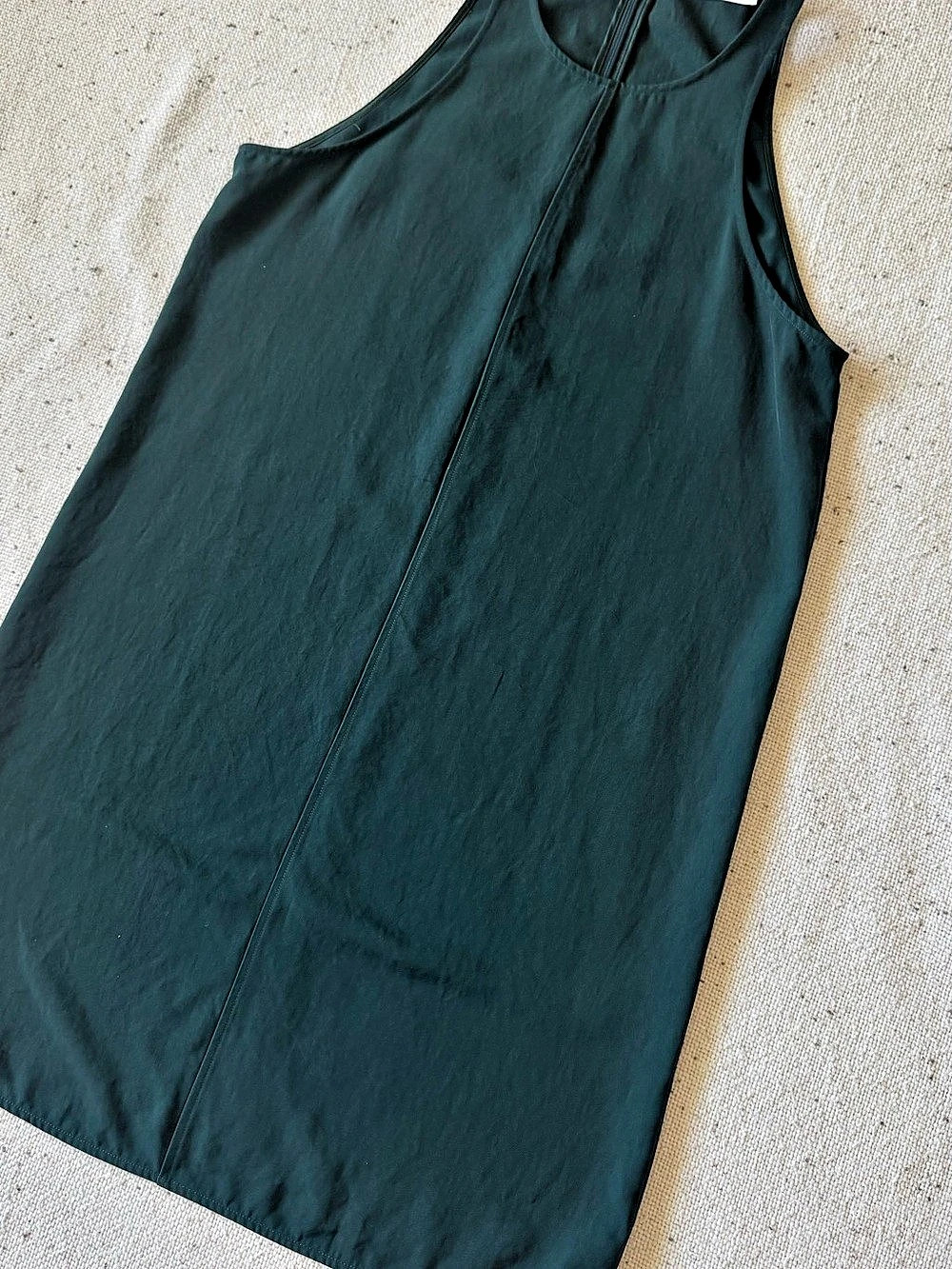 Everlane Women’s 12 Dark Green Triacetate Sleeveless Draped Midi Dress Minimalis